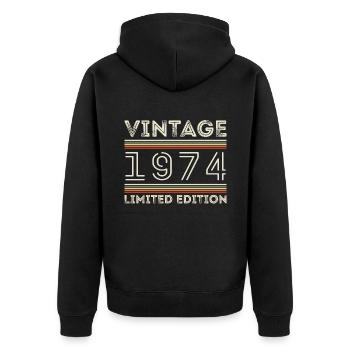 Millésime 1974 - Année 1974 Cadeau d’anniversaire 1974 - Veste à capuche bio Premium Unisexe - noir - Dos - Nico (187cm)