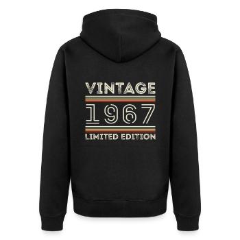 Millésime 1967 - Année 1967 Cadeau d’anniversaire 1967 - Veste à capuche bio Premium Unisexe - noir - Dos - Nico (187cm)