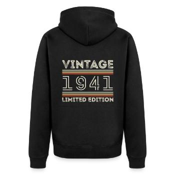Jahrgang 1941 - Jahr 1941 Geburtstagsgeschenk 1941 - Unisex Premium Bio Zip Hoodie - Schwarz - Hinten - Nico (187cm)