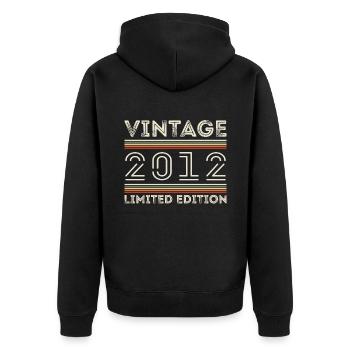 Millésime 2012 - Année 2012 Cadeau d’anniversaire 2012 - Veste à capuche bio Premium Unisexe - noir - Dos - Nico (187cm)