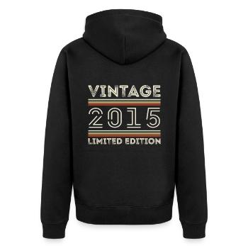 Vintage 2015 - Year 2015 Birthday Gift 2015 - Unisex Premium Organic Zip Hoodie - black - Back - Nico (187cm)