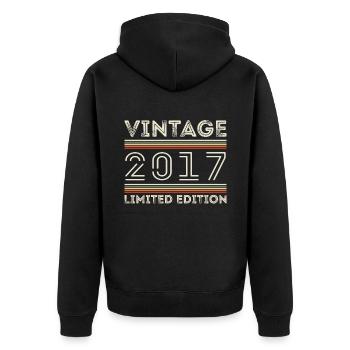 Jahrgang 2017 - Jahr 2017 Geburtstagsgeschenk 2017 - Unisex Premium Bio Zip Hoodie - Schwarz - Hinten - Nico (187cm)