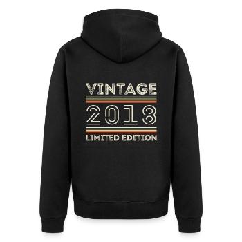 Jahrgang 2018 - Jahr 2018 Geburtstagsgeschenk 2018 - Unisex Premium Bio Zip Hoodie - Schwarz - Hinten - Nico (187cm)