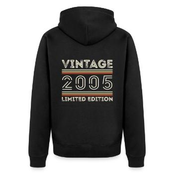 Vintage 2005 - Year 2005 Birthday Gift 2005 - Unisex Premium Organic Zip Hoodie - black - Back - Nico (187cm)