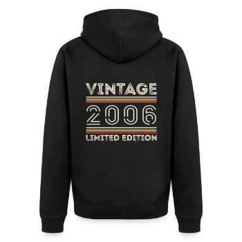 Vintage 2006 - Year 2006 Birthday Gift 2006 - Unisex Premium Organic Zip Hoodie - black - Back - Nico (187cm)