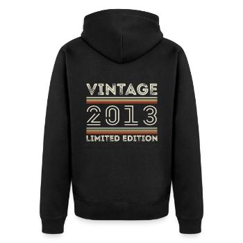 Vintage 2013 - Year 2013 Birthday Gift 2013 - Unisex Premium Organic Zip Hoodie - black - Back - Nico (187cm)