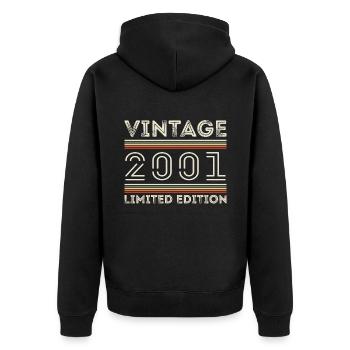 Vintage 2001 - Year 2001 Birthday Gift 2001 - Unisex Premium Organic Zip Hoodie - black - Back - Nico (187cm)