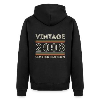 Jahrgang 2008 - Jahr 2008 Geburtstagsgeschenk 2008 - Unisex Premium Bio Zip Hoodie - Schwarz - Hinten - Nico (187cm)
