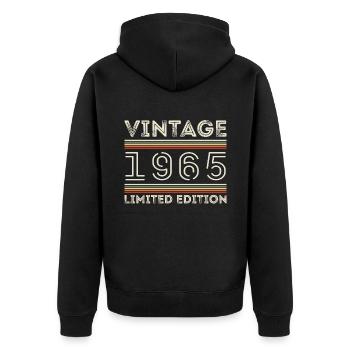 Millésime 1965 - Année 1965 Cadeau d’anniversaire 1965 - Veste à capuche bio Premium Unisexe - noir - Dos - Nico (187cm)