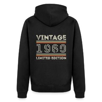 Jahrgang 1960 - Jahr 1960 Geburtstagsgeschenk 1960 - Unisex Premium Bio Zip Hoodie - Schwarz - Hinten - Nico (187cm)