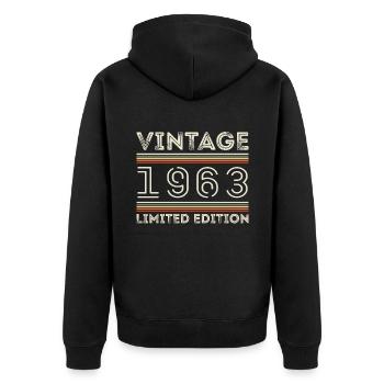 Vintage 1963 - Year 1963 Birthday Gift 1963 - Unisex Premium Organic Zip Hoodie - black - Back - Nico (187cm)