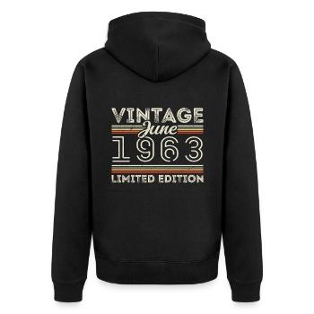 June 1963 June Birthday Present June 1963 - Unisex Premium Organic Zip Hoodie - black - Back - Nico (187cm)