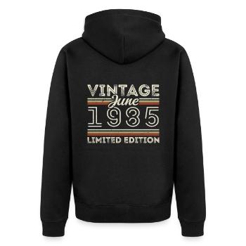 Juin 1985 Juin Anniversaire Présent Juin 1985 - Veste à capuche bio Premium Unisexe - noir - Dos - Nico (187cm)