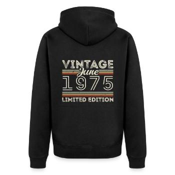 Juin 1975 Cadeau d’anniversaire de juin juin 1975 - Veste à capuche bio Premium Unisexe - noir - Dos - Nico (187cm)