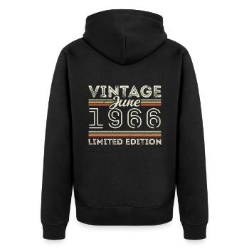 June 1966 June Birthday Present June 1966 - Unisex Premium Organic Zip Hoodie - black - Back - Nico (187cm)