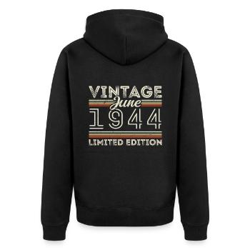 Juin 1944 Cadeau d’anniversaire de juin juin 1944 - Veste à capuche bio Premium Unisexe - noir - Dos - Nico (187cm)