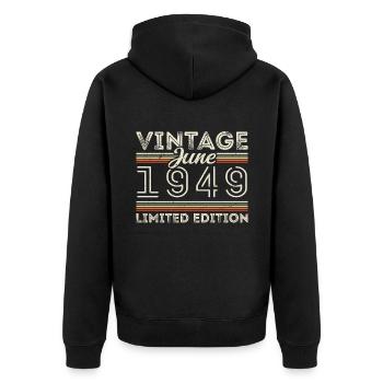 Juin 1949 Cadeau d’anniversaire de juin juin 1949 - Veste à capuche bio Premium Unisexe - noir - Dos - Nico (187cm)