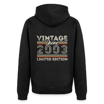 Juni 2003 Juni Geburtstagsgeschenk Juni 2003 - Unisex Premium Bio Zip Hoodie - Schwarz - Hinten - Nico (187cm)