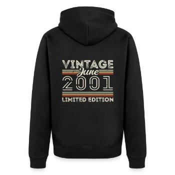 Juin 2001 Cadeau d’anniversaire de juin Juin 2001 - Veste à capuche bio Premium Unisexe - noir - Dos - Nico (187cm)