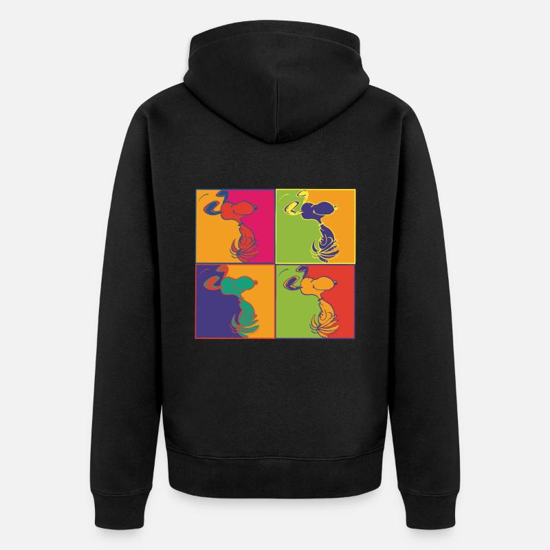 Peanøtter Pop-Art Design Snoopy - Premium økologisk unisex-hettejakke - svart