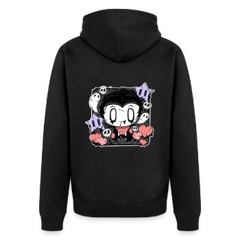 Victor the zombie vampire boy in kawaii style - Unisex Premium Organic Zip Hoodie - black - Back - Nico (187cm)