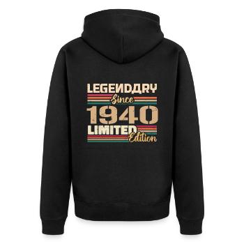 années 1940 Vintage années 1940 Anniversaire Né en 1940 - Veste à capuche bio Premium Unisexe - noir - Dos - Nico (187cm)