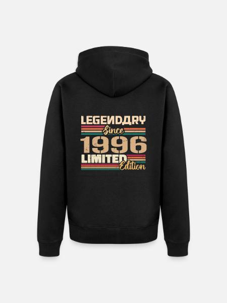 Millésime 1996 1996 Anniversaire né en 1996 - Veste à capuche bio Premium Unisexe - noir