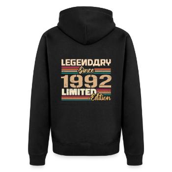 1992 Vintage 1992 Geburtstag geboren im Jahr 1992 - Unisex Premium Bio Zip Hoodie - Schwarz - Hinten - Nico (187cm)