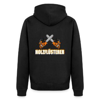Sägen Motorsäge überkreuzt - Unisex Premium Bio Zip Hoodie - Schwarz - Hinten - Nico (187cm)