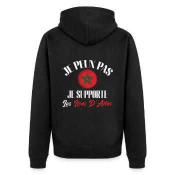 je peux pas , je supporte les lions. Maroc - Veste à capuche bio Premium Unisexe - noir - Dos - Nico (187cm)