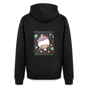 Festive penguin bubble head cutie - Unisex Premium Organic Zip Hoodie - black - Back - Nico (187cm)