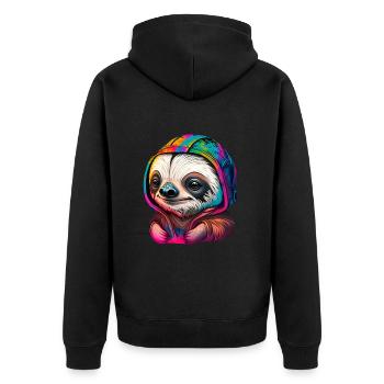 Baby Sloth Face Graffiti - Veste à capuche bio Premium Unisexe - noir - Dos - Nico (187cm)
