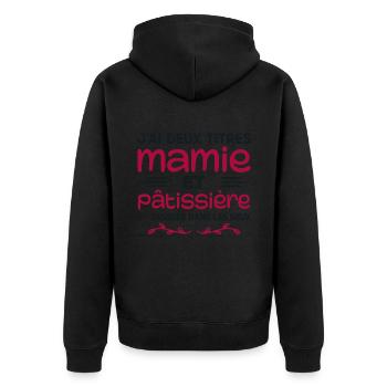 Granny and Pastry Chef | Grandma | Pastry - Unisex Premium Organic Zip Hoodie - black - Back - Nico (187cm)