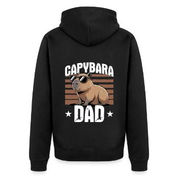 Funny Capybara Dad - Unisex Premium Bio Zip Hoodie - Schwarz - Hinten - Nico (187cm)