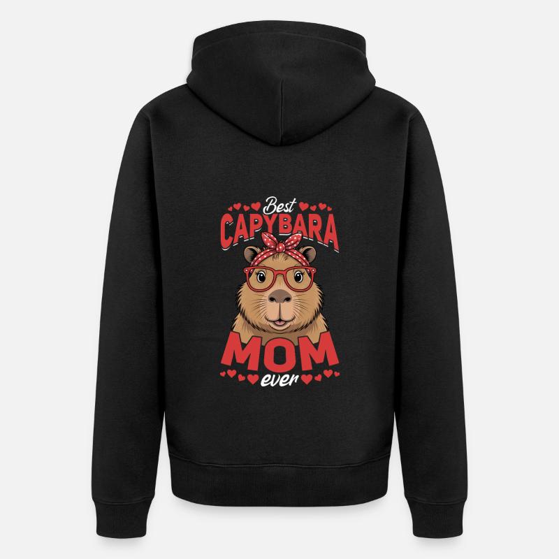 Maman Capybara drôle - Veste à capuche bio Premium Unisexe - noir