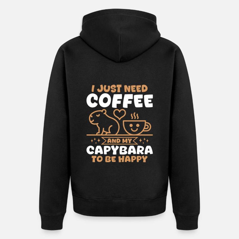 Café Capybara - Veste à capuche bio Premium Unisexe - noir
