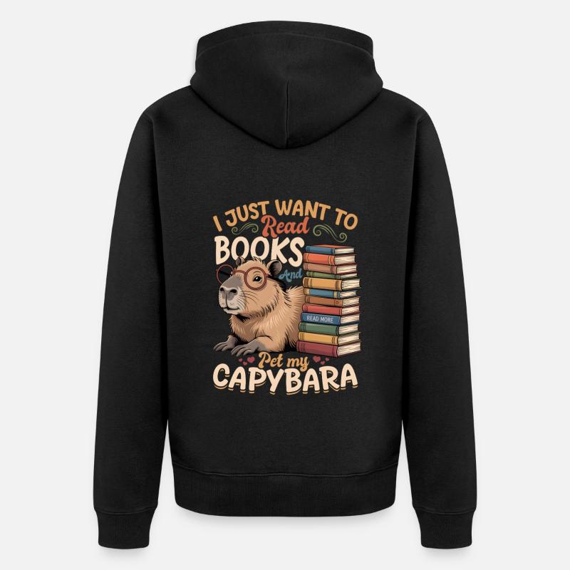 Livres de lecture Capybara - Veste à capuche bio Premium Unisexe - noir
