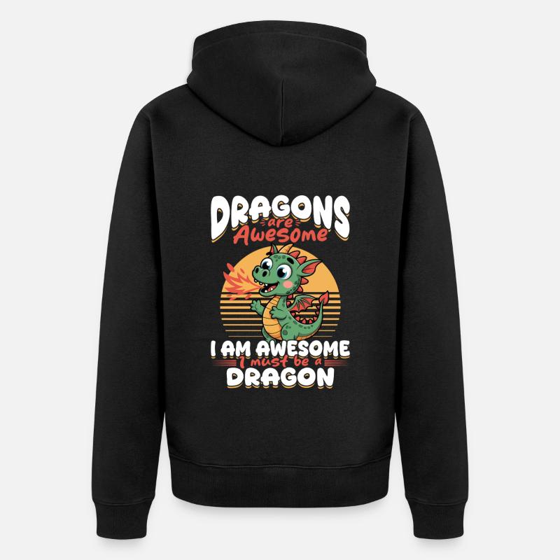 Fantasy Dragons Mythical Creatures - Unisex Premium Organic Zip Hoodie - black