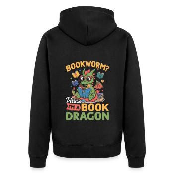 Fantasy Book reading Mythical Creatures - Unisex Premium Bio Zip Hoodie - Schwarz - Hinten - Nico (187cm)