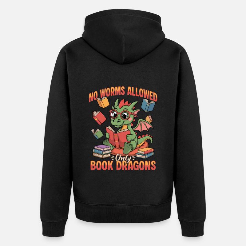 Fantasy Book reading Mythical Creatures - Unisex Premium Bio Zip Hoodie - Schwarz