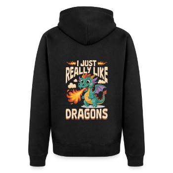 Fantasy Dragon Mythical Creatures - Unisex Premium Organic Zip Hoodie - black - Back - Nico (187cm)