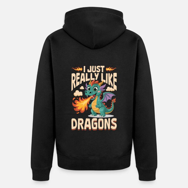 Fantasy Dragon Mythical Creatures - Unisex Premium Bio Zip Hoodie - Schwarz
