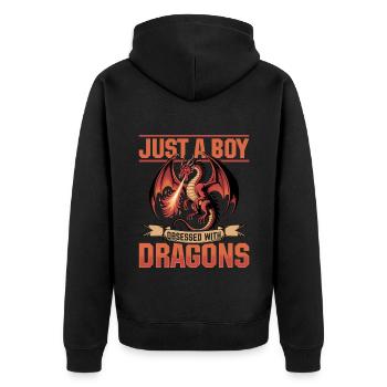 Fantasy Dragon Mythical Creatures - Unisex Premium Organic Zip Hoodie - black - Back - Nico (187cm)