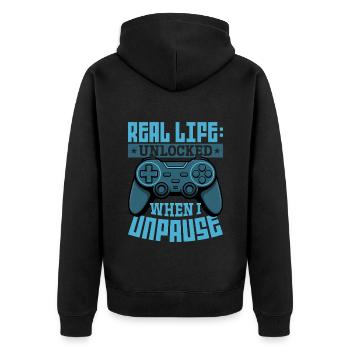 Gamer Gaming Controller Video Game - Unisex Premium Organic Zip Hoodie - black - Back - Nico (187cm)