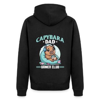 Gamer Gaming Capybara Video Game - Unisex Premium Bio Zip Hoodie - Schwarz - Hinten - Nico (187cm)