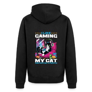 Gamer Gaming Cat Video Game - Unisex Premium Organic Zip Hoodie - black - Back - Nico (187cm)