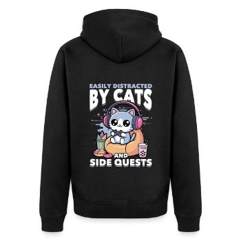 Gamer Gaming Cat Video Game - Unisex Premium Organic Zip Hoodie - black - Back - Nico (187cm)