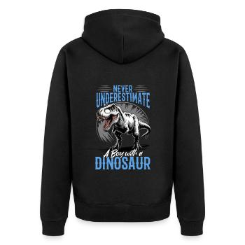 Dinosaur T-Rex kids - Unisex Premium Bio Zip Hoodie - Schwarz - Hinten - Nico (187cm)