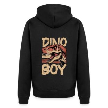 Dinosaur T-Rex kids - Unisex Premium Organic Zip Hoodie - black - Back - Nico (187cm)