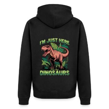 Dinosaur T-Rex kids - Unisex Premium Organic Zip Hoodie - black - Back - Nico (187cm)
